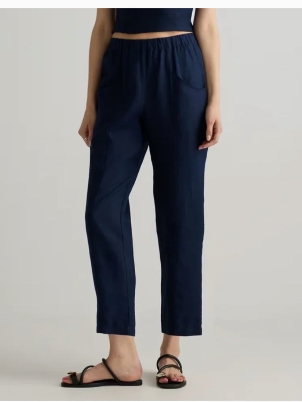 Quince 100% European Linen Cropped Straight Pants Small